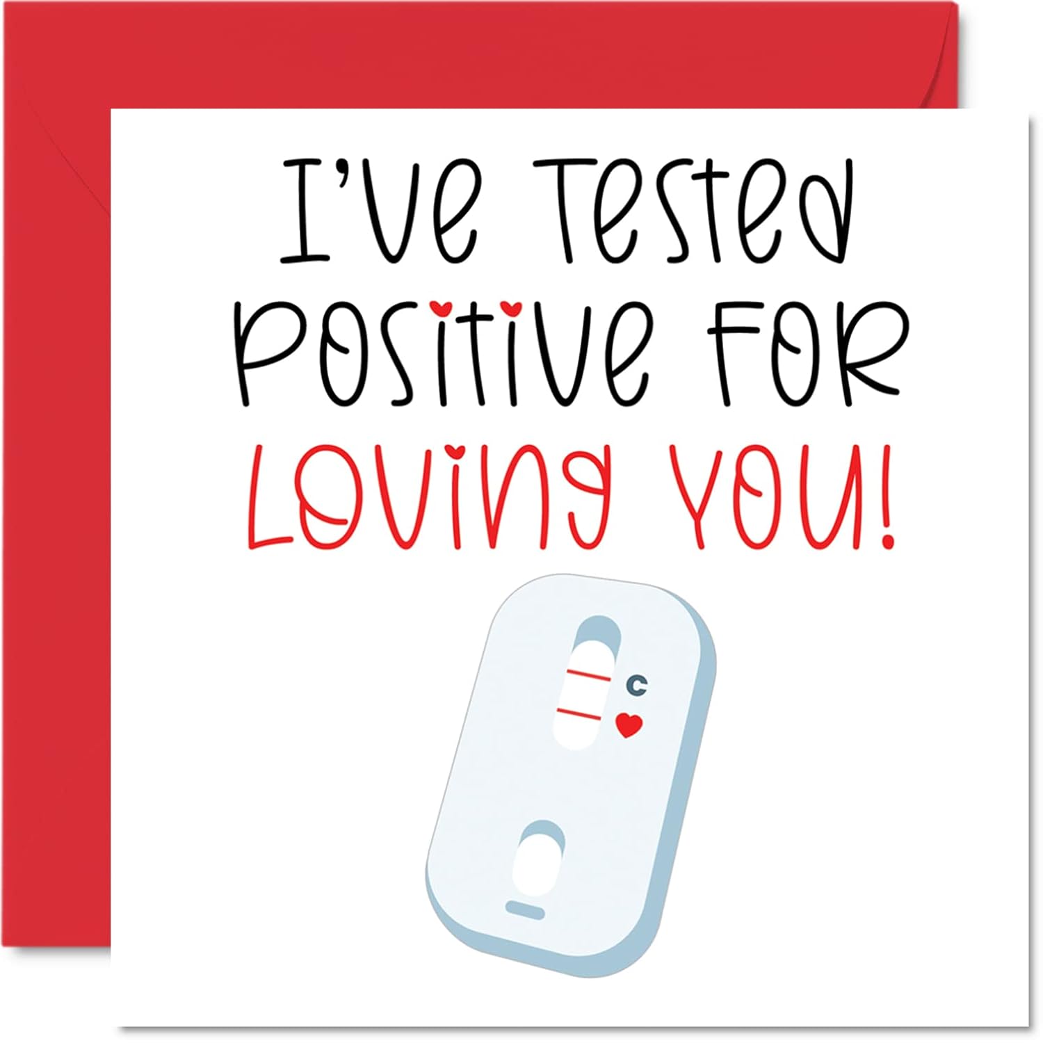 Funny Valentine'S Day Card For Him Her - Tested Positive For Loving You - Love Anniversary Card For Boyfriend Girlfriend Husband Wife Partner, 5.7 X 5.7 Inch Romantic Greeting Cards For Fiance Fiancee