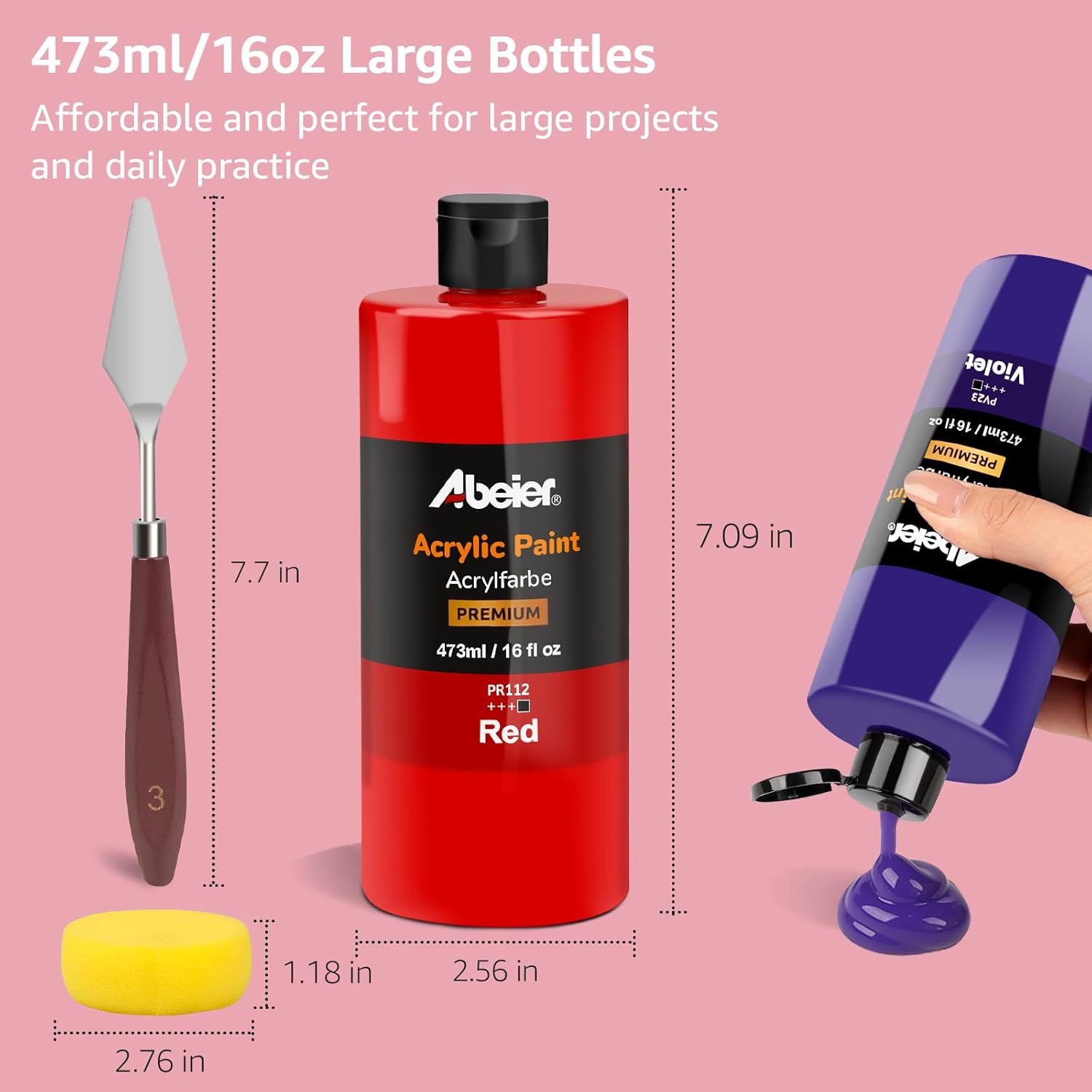 Large Bulk Acrylic Paint Set, 15 Colors (473 Ml/16 Fl Oz), Matte Finish, Rich Pigments, Non-Toxic Paints For Painting On Canvas Crafts Wood Ceramic, Ideal For Beginners And Students
