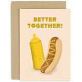 Old English Co. Cute 'Better Together' Mustard And Hotdog Valentine'S Day & Anniversary Card For Him Her - Fun Friendship Card For Bestie | Blank Envelope