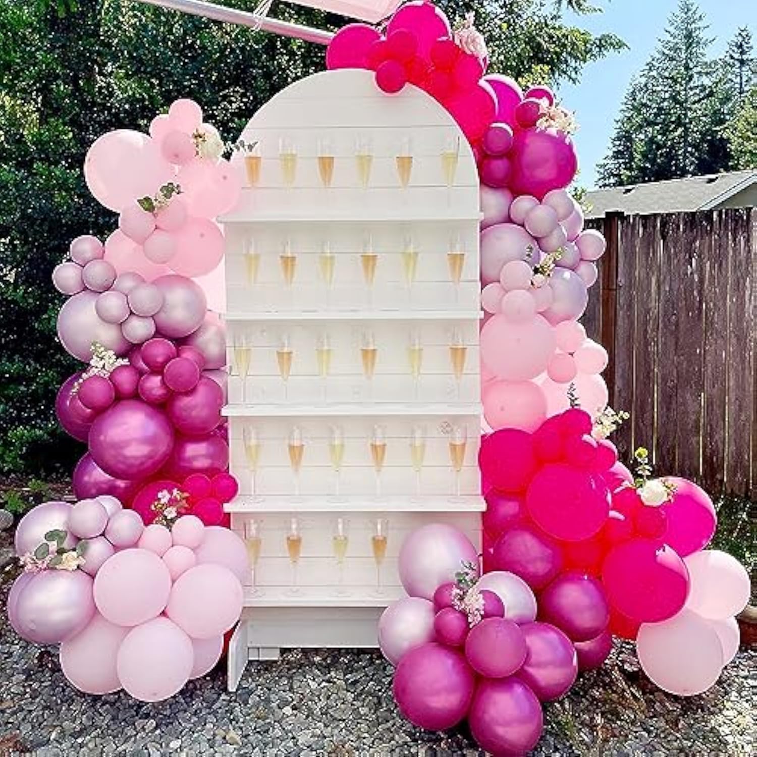 Pink Balloons Garlands Arch Kit, 124Pcs Hot Pink Pastel Pink Metallic Magenta Latex Balloons For Wedding Engagement Princess Theme Birthday Bridal Shower Baby Shower Party Decorations