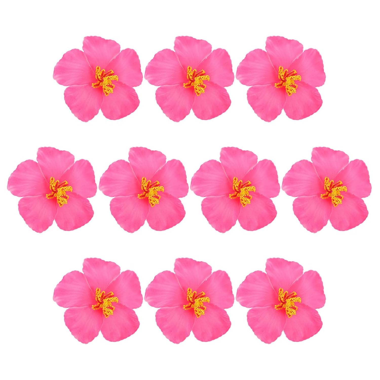 10Pcs Artificial Hibiscus Flowers, Simulation Faux Hawaiian Hibiscus Flowers For Craft, Summer Party Cake Decoration, Hawaiian Hair Accessory For Women - 3.9''