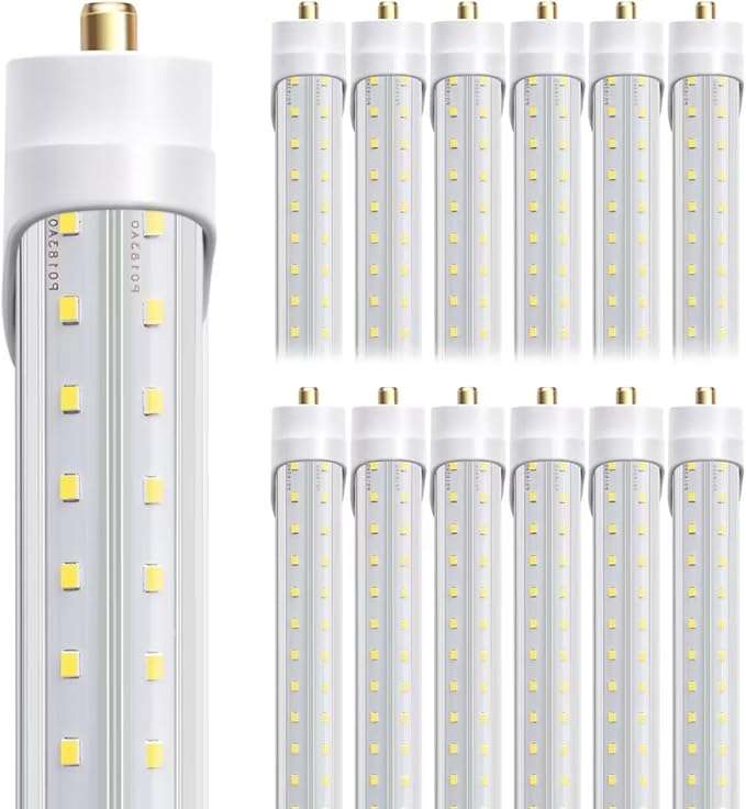12 Pack 8FT LED Bulbs 72W 10000LM 6000K V Shape FA8 Shop Light Fluorescent Replacement