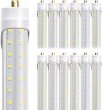 12 Pack 8FT LED Bulbs 72W 10000LM 6000K V Shape FA8 Shop Light Fluorescent Replacement