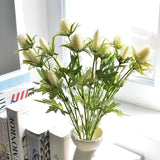 Artificial Thistle Spray Eryngium Flowers 2Pcs Artificial Real Touch Eryngium Artificial Sea Holly Flowers For Wedding Bridal Bouquet Wreath Table Centerpiece Outdoor Decor (White)