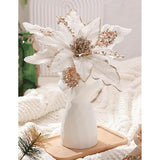 Pack Of 6 Glitter Poinsettia Flower 11 Inches Large Artificial Christmas Flower Decoration Christmas Tree Ornaments Wreath Garland Decoration (Green)
