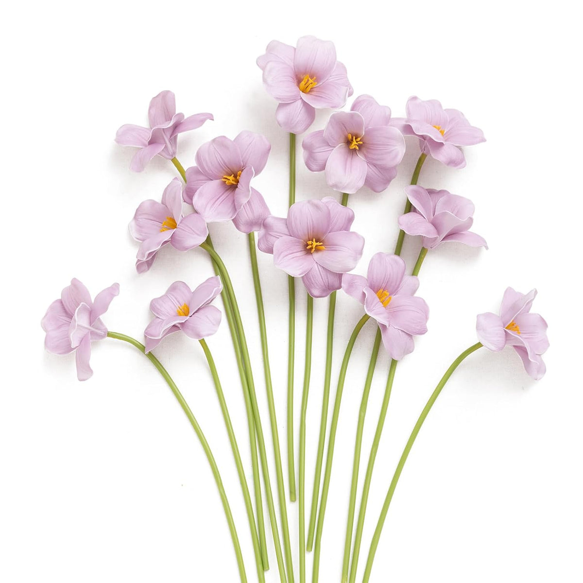 Tulips Artificial Flowers, 12Pcs Fake Tulip Faux Pu Foam Greenery Stems Plant For Diy Wedding Bouquets Centerpieces Arrangements Bridal Shower Party Home Decorations, Pale Lavender
