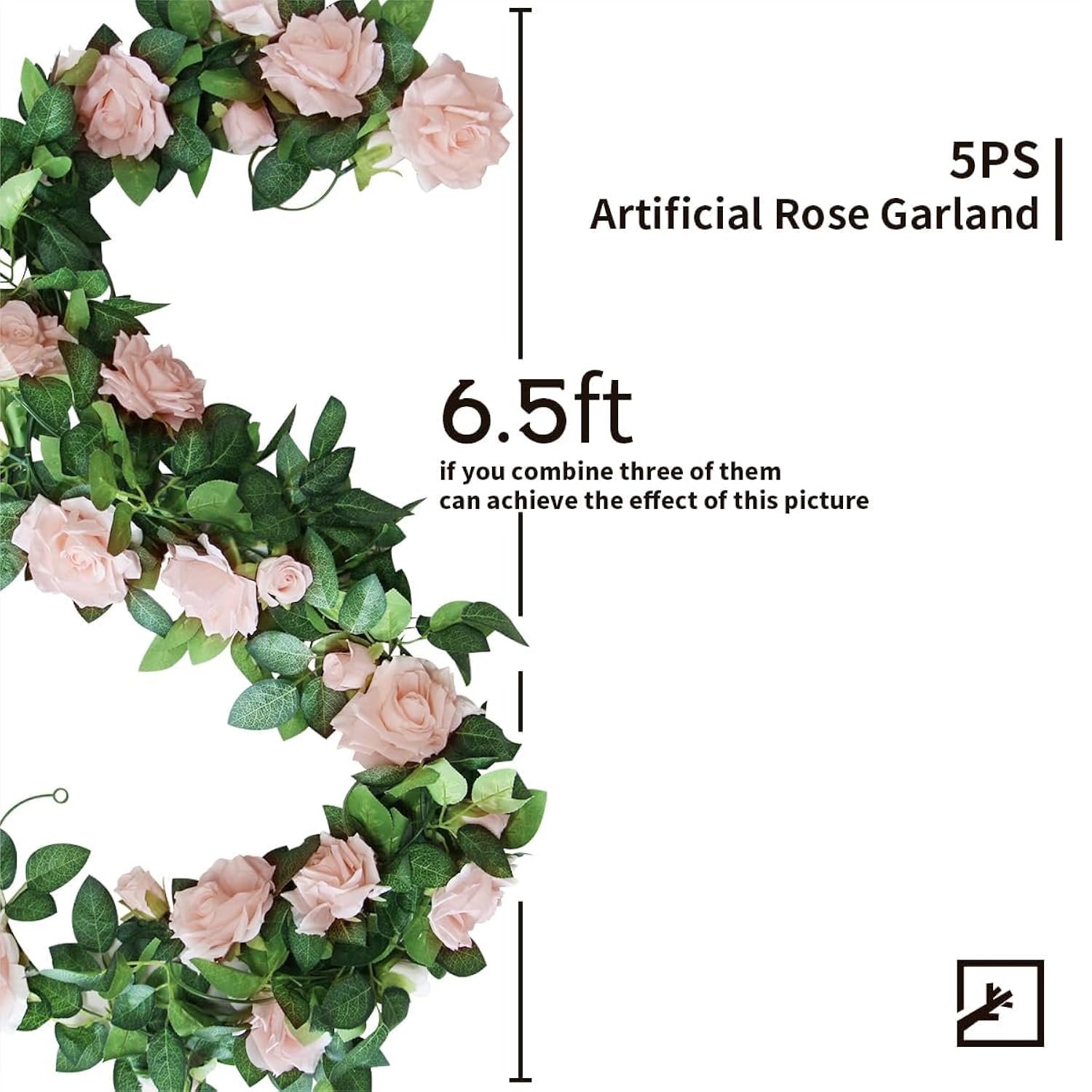 5Pcs 32.5Ft Pink Flower Garland Fake Rose Vines For Tea Party Mother'S Day Decorations Faux Artificial Floral Garland Hanging Rose Ivy For Baby Shower Wedding Arch Ceremony Outdoor Wall Decor
