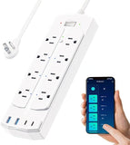Smart Power Strip 6 Outlets 4 USB Ports 5FT Flat Plug Alexa Google Home