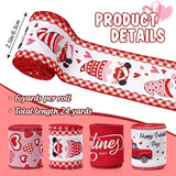 Valentine'S Day Wired Edge Ribbon 2.5 Inch Red Pink Heart Love Gnome T