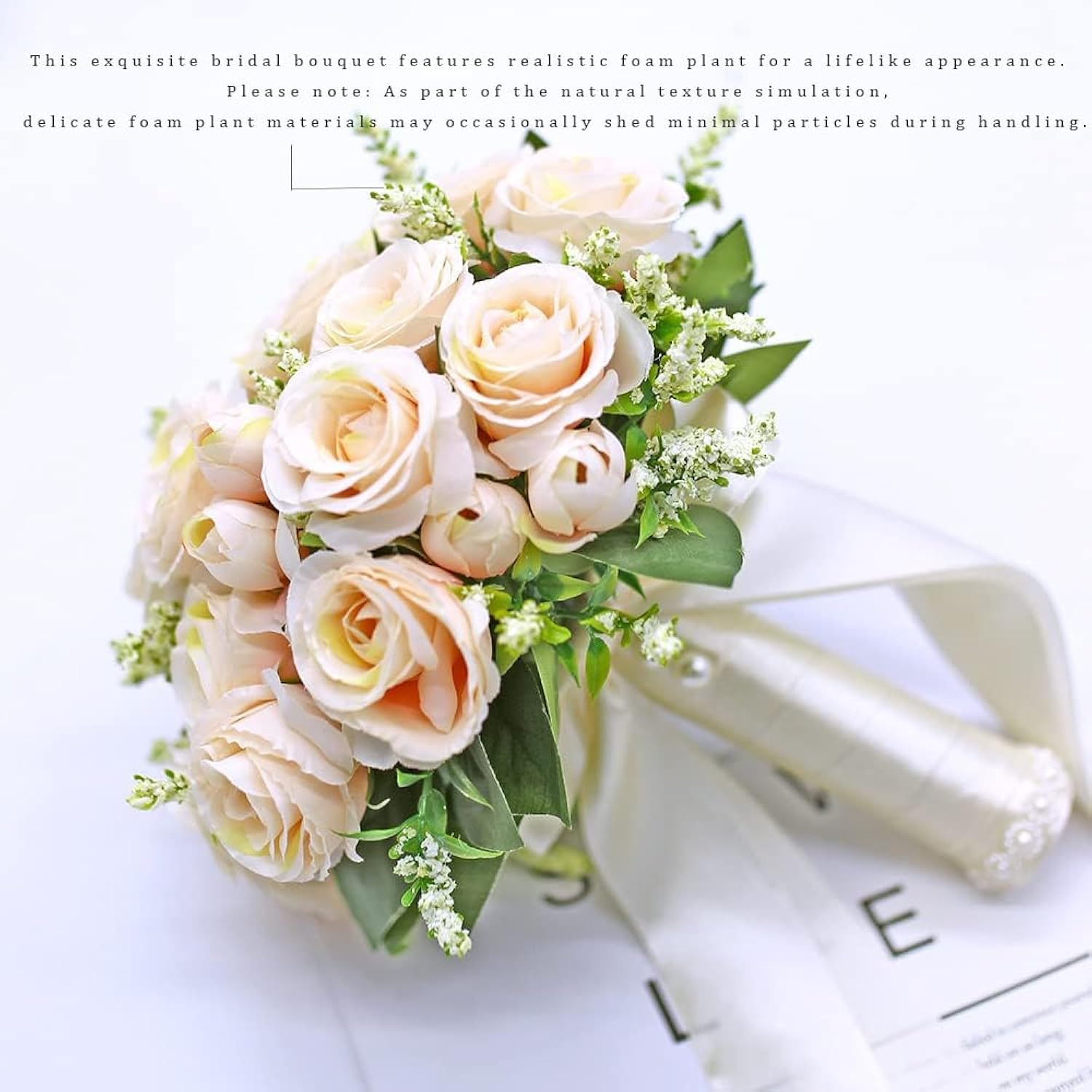 Wedding Bouquets For Bride Bridesmaid Bouquet Champagne Artificial Roses For Wedding Church Home Decoration, Gifts