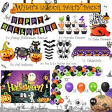 110 Pc Halloween Party Decoration Kit – Banner, Balloons, Tablecloth, Cutouts & Cake Supplies for Birthday