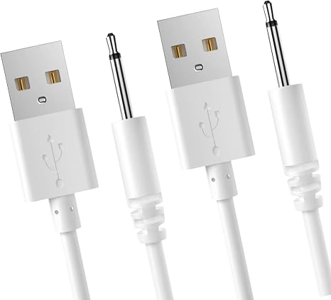 2 Pack 2.5mm DC USB Charging Cable 2.7FT Replacement Cord for Beauty Devices