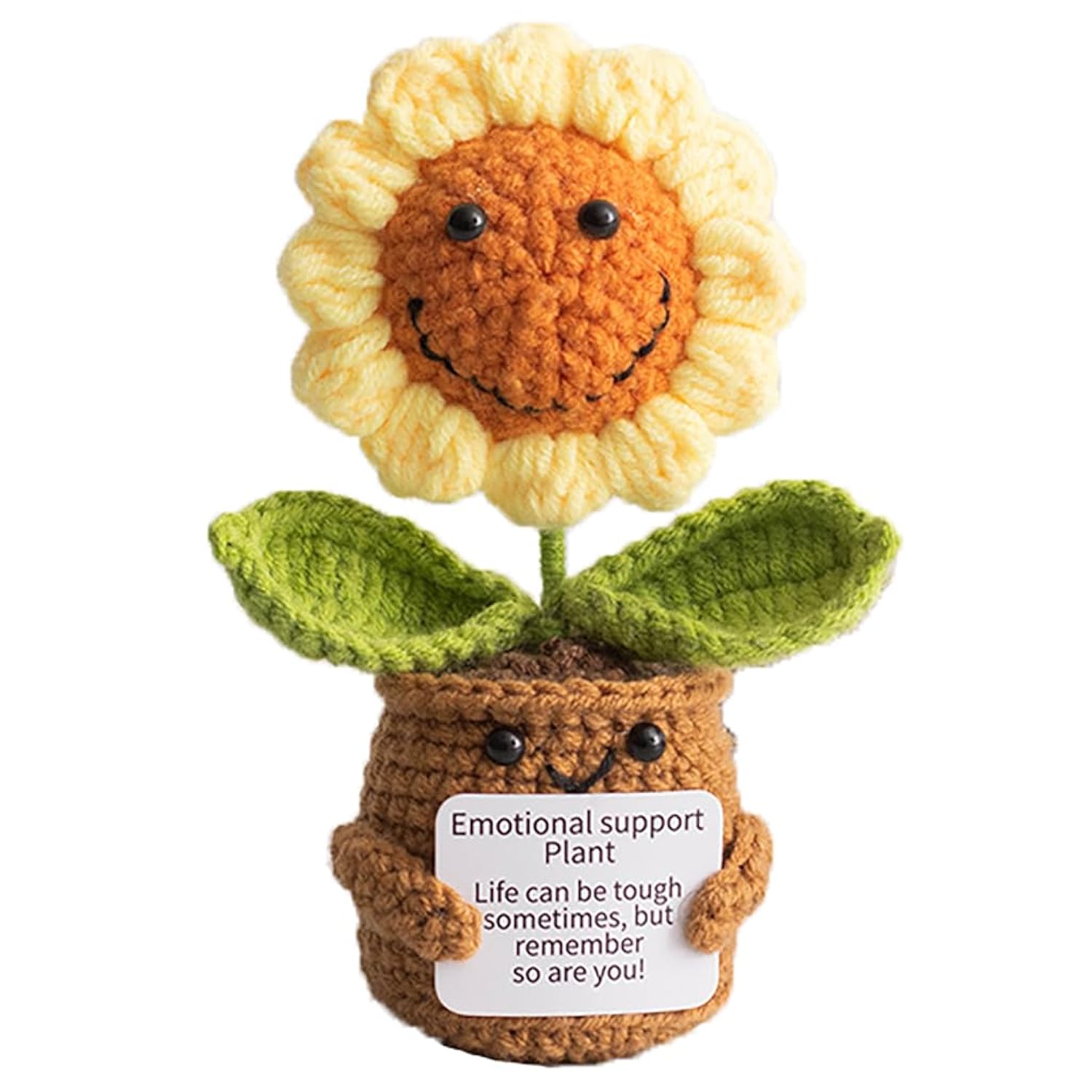 Crochet Forget-Me-Not Potted Plants Handmade Artificial Flowers For Home Decor, Wedding, Birthday Gift For Friends And Family (Smiling Sunflower)