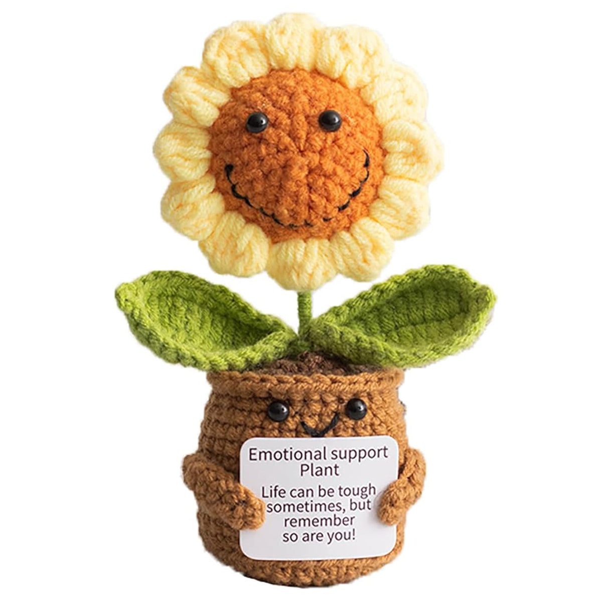 Crochet Forget-Me-Not Potted Plants Handmade Artificial Flowers For Home Decor, Wedding, Birthday Gift For Friends And Family (Smiling Sunflower)