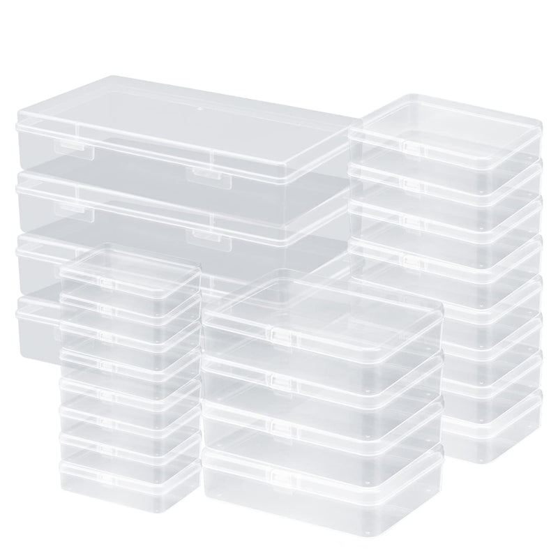 24 Pcs Mixed Sizes Small Plastic Box Rectangular Mini Clear Plastic St