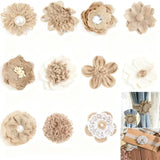 11 Pcs Handmade Natural Burlap Flowers, 11 Styles Handmade Rustic Flower For Diy Handmade Crafts, Home Embellishment, Wedding, Christmas, Party Decoration
