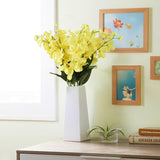 26.7'' Artificial Orchid Stems, 12 Pcs Yellow Silk Turquoise Orchids Flowers For Wedding Bridal Bouquet Boutonniere Wreath Table Centerpiece Outdoor Decor