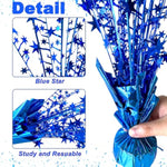 6 Pack Metallic Foil Spray Centerpiece Star Table Decoration Burst Table Centerpieces For Birthday Wedding Anniversary Graduation Holiday Party Supplies Decor, Blue
