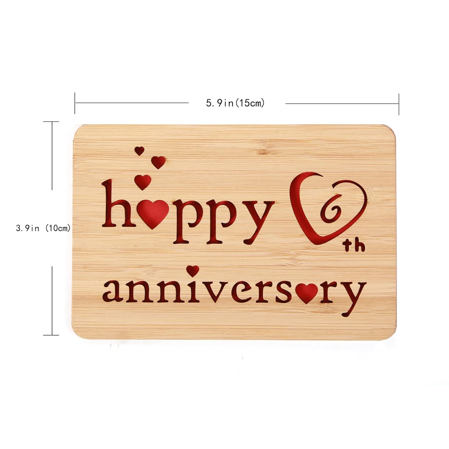 Wooden 6Th Anniversary Card,Handmade 6 Years Wedding Anniversary Greeting Cards,6Th Iron Anniversary Card For Her,Him,Husband,Wife