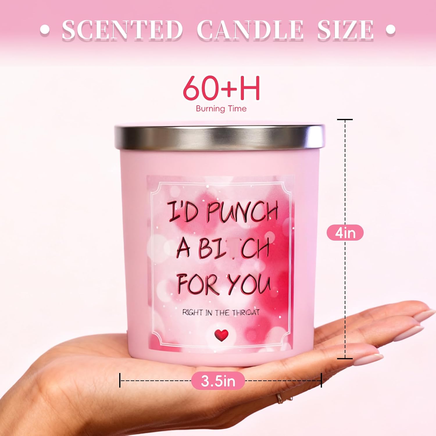 Birthday Gifts For Women, Large Gardenia Scented Candle Gifts For Her Girlfriend & Mothers Day,Sister Gift For Sisters, Funny Friendship Gift,Christmas Stocking Stuffers(Pink)