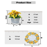 Sunflowers Artificial Flowers In Plant Pots With Table Mat - Fake Sunflower Pot Table Centerpieces, Faux Silk Sunflower Arrangement Farmhouse Decorations For Wedding, Party, Dining Room