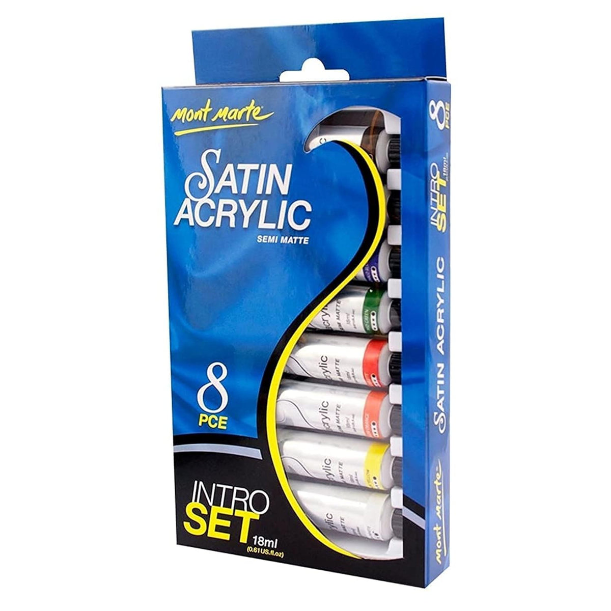 Premium Satin Acrylic Intro Set, 8 Piece, 0.6Oz (18Ml) Tubes, Semi-Matte Finish, Suitable For Most Surfaces
