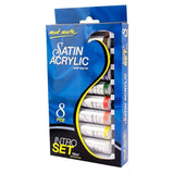 Premium Satin Acrylic Intro Set, 8 Piece, 0.6Oz (18Ml) Tubes, Semi-Matte Finish, Suitable For Most Surfaces