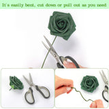 100 Pack Green Artificial Rose Flowers With Stems Foam Faux Flowers Real Looking Fake Roses Bulk For Diy Wedding Bouquets Bridal Shower Centerpieces Floral Arrangements Decor(Army Green)
