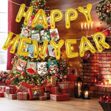 Gold Happy New Year Balloons 16in Banner Party Decorations 2024
