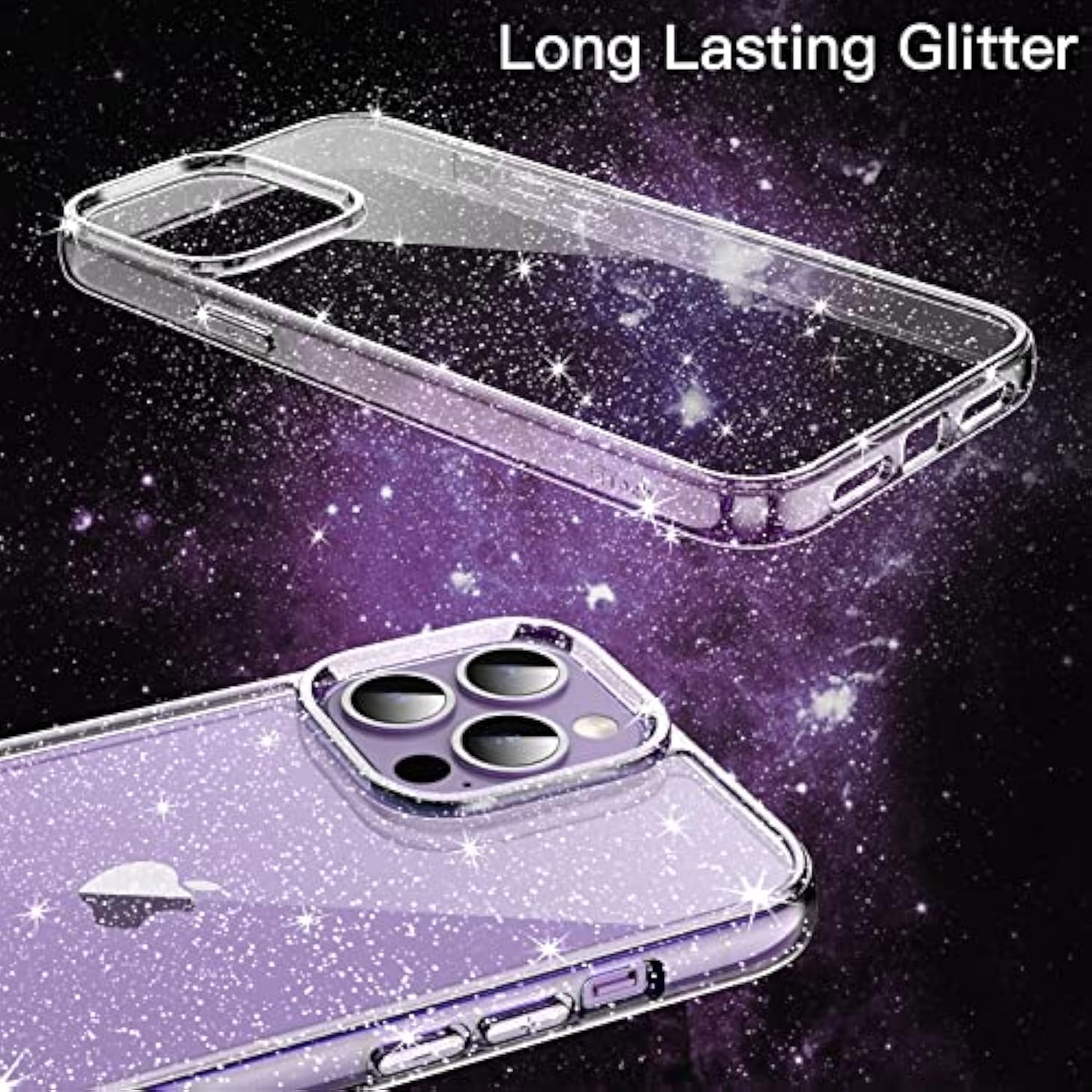 JETech Glitter Case for iPhone 14 Pro 6.1-Inch, Bling Sparkle Shockproof Phone Bumper Cover, Cute Sparkly for Women and Girls (Clear)