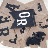 Unwish Trick or Treat Burlap Banner - Glitter Bat Garland for Halloween Mantel & Wall Decor