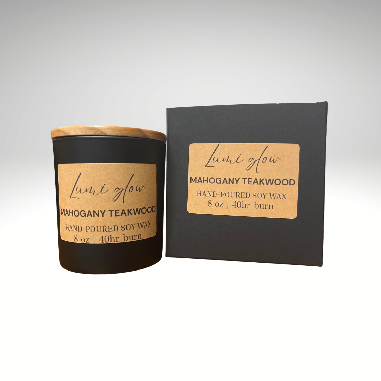 Lumi Glow Candle Scented Candle Peace + Tranquility (Mahogany Teakwood) Medium Jar Home