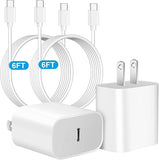 2 Pack 20W USB C Fast Wall Charger with 6FT USB C Cable for iPhone 17 16 15