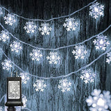 Christmas Snowflakes String Lights, 100 Led 49Ft Waterproof Christmas Lights Plug In With 8 Modes For Indoor Outdoor Hol