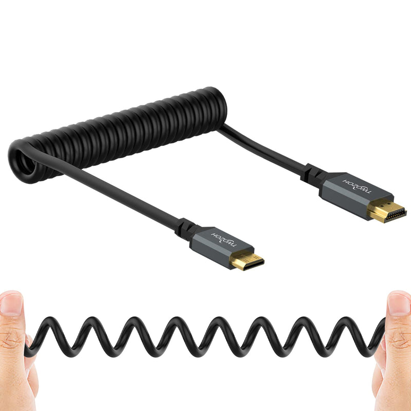 Mini Hdmi To Hdmi Coiled Cable, Mini Hdmi Coiled Cable Support 3D 4K Uhd, 1080