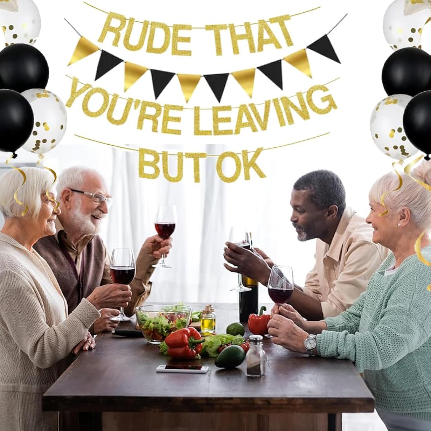 "Rude You're Leaving But Ok" Banner - Funny Farewell Party Decorations for Coworkers