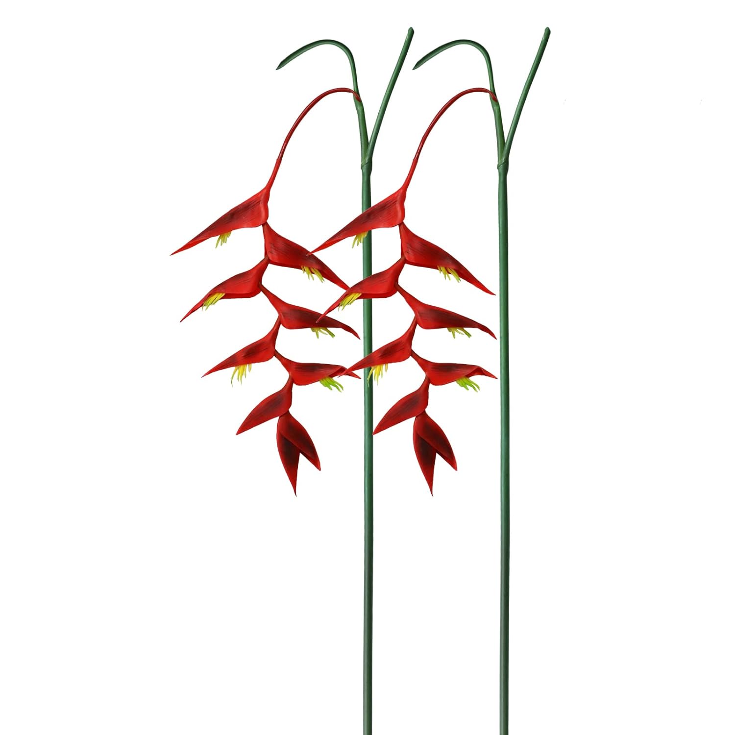 35" Artificial Heliconia 2Pcs Red Faux Bird Of Paradise Fake Tropical Flowers For Vase Bouquets Home Office Wedding Decor(Black Red)