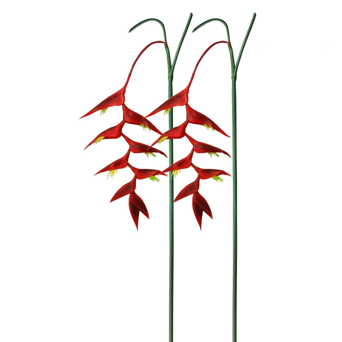 35" Artificial Heliconia 2Pcs Red Faux Bird Of Paradise Fake Tropical Flowers For Vase Bouquets Home Office Wedding Decor(Black Red)