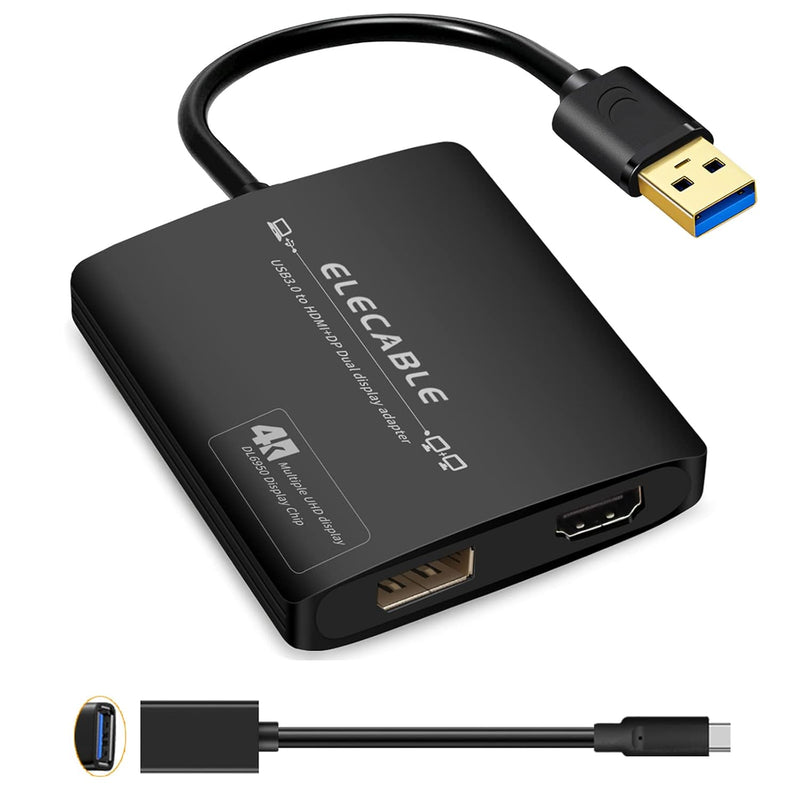 Usb3.0 To Hdmi+Displayport Adapter - Hdmi 4K+Dp 5K@60Hz Ultra Hd - Built-In Di