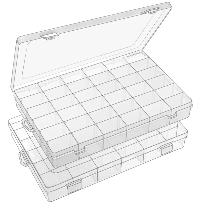 2 Pack 36 Grids Clear Plastic Organizer Box,Craft Organizers And Stora