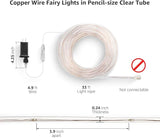 33FT Plug In Pencil Size Cool White Rope Lights 100 LED Thin Tube Lights for Railing Fence Balcony