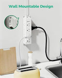 Surge Protector Power Strip 12 Wide Outlets 5FT Flat Plug Wall Mount Extension Cord White