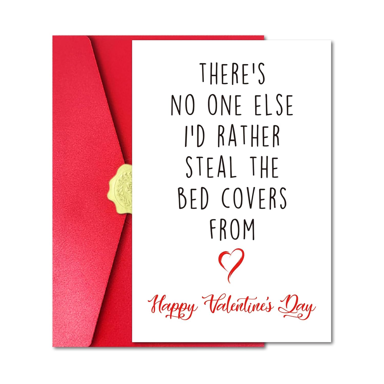 Funny Valentine’S Day Card For Wife Girlfriend, Naughty Valentine’S Day Card With Red Envelope And Sticker For Husband Boyfriend, There'S No One Else I'D Rather Steal The Bed Covers From