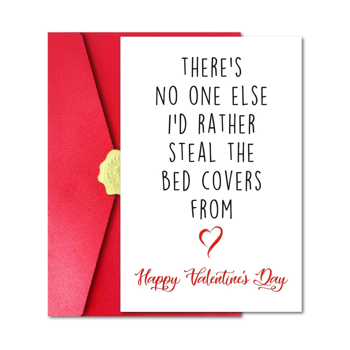 Funny Valentine’S Day Card For Wife Girlfriend, Naughty Valentine’S Day Card With Red Envelope And Sticker For Husband Boyfriend, There'S No One Else I'D Rather Steal The Bed Covers From