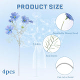 4Pcs 24In Cosmos Artificial Flowers, Bendable Silk Faux Wild Flowers Arrangements For Vase, Realistic Fake Flower For Diy Table Kitchen Home Office Cafe Party Decor