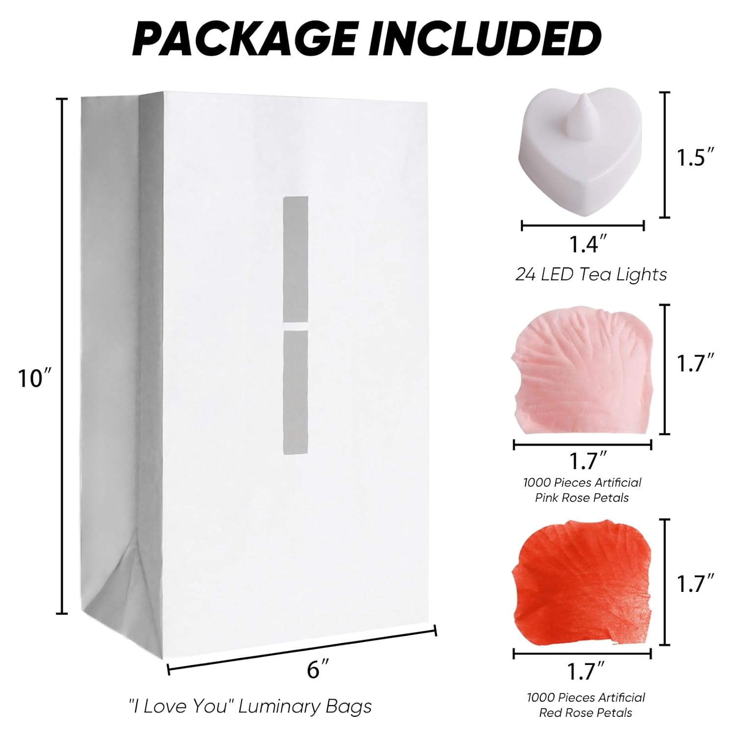 I Love You Light Up Letters Proposal Decorations With Flameless Candles And Fake Rose Petals, Valentine'S Day Luminary Bags Romantic Decorations Special Night For Wedding Anniversary