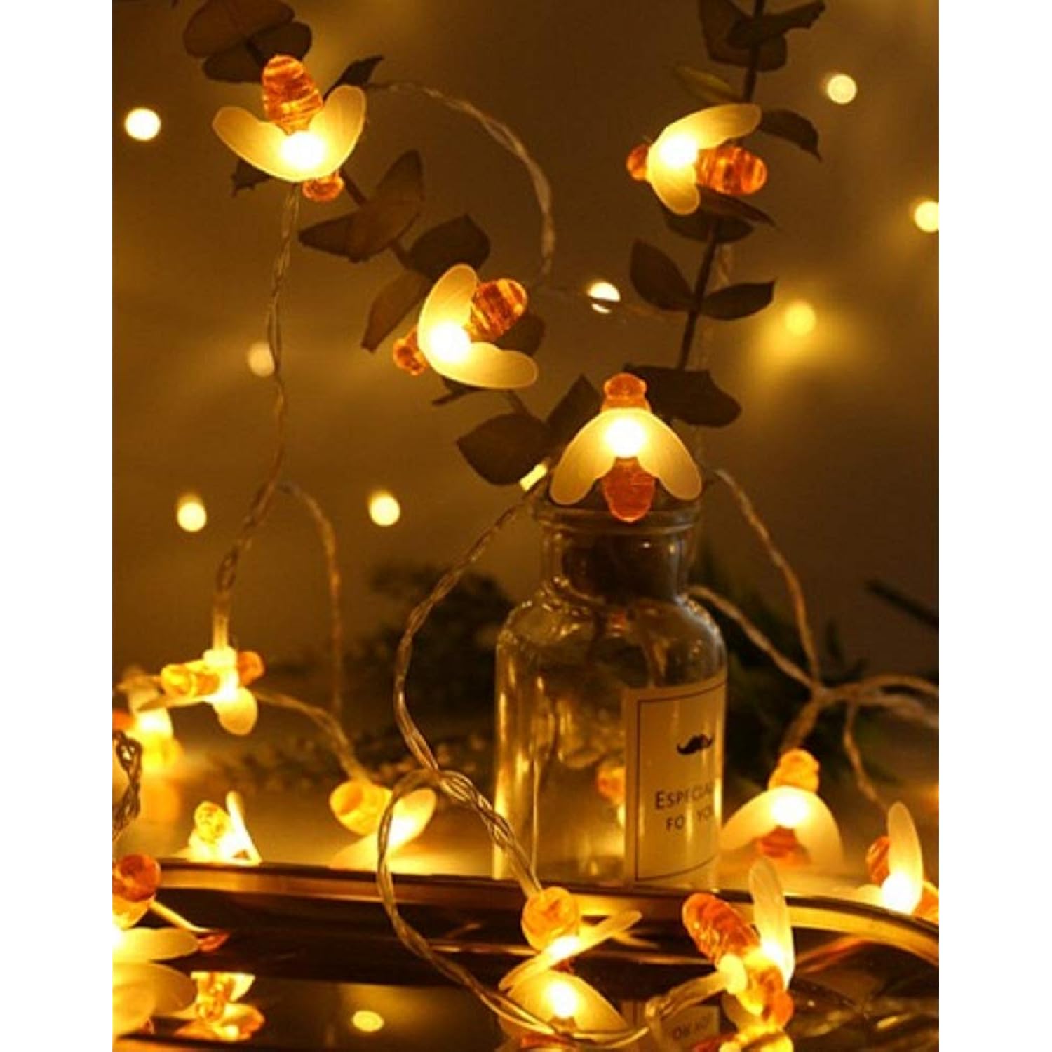Honeybee Fairy String Lights, Plug In String Lights 16Ft 50 Led Warm White Lights For Party/Birthday/Wedding/Christmas I