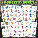107 Pcs Jump Jumping Party Favors Birthday Party Decorations Supplies Jump Zone Tattoos Stickers Trampoline Party Decorations Decor Gifts For Kids School Prizes Rewards