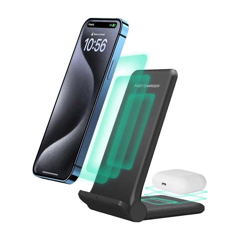 2 in 1 Wireless Charger,Foldable 20W Fast Wireless Charging Stand