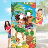 Hawaiian Luau Party Decorations, Luau Couple Photo Door Banner, Tiki Luau Photo Props For Beach Party Tiki Banner Background Photography For Tropical Themed Decoration